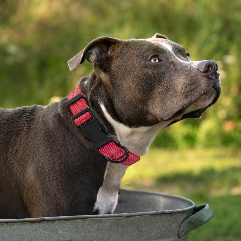 Mile High Life Dog Collar | Nylon Reflective Dog Collars | Light Weight Puppy Collars | Red Dog Collars for Small Dogs (Solid Red, Small) - Image 2